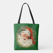 Vintager Weihnachtsmann mit Kiefernwald Tasche (Rückseite)