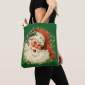 Vintager Weihnachtsmann mit Kiefernwald Tasche (Von Nahem)