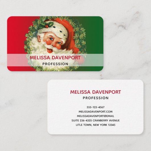Vintager Weihnachtsmann mit Kiefernwald Visitenkarte (Vorne/Hinten)