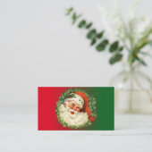 Vintager Weihnachtsmann mit Kiefernwald Visitenkarte (Stehend Vorderseite)