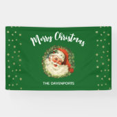 Vintager Weihnachtsmann mit Kiefernwald Weihnachte Banner (Horizontal)