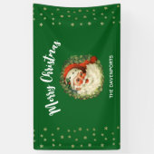 Vintager Weihnachtsmann mit Kiefernwald Weihnachte Banner (Vertikal)