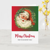 Vintager Weihnachtsmann mit Kiefernwald Weihnachte Karte (Gelbe Blume)