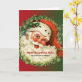 Vintager Weihnachtsmann mit Kiefernwald Weihnachte Karte (Gelbe Blume)