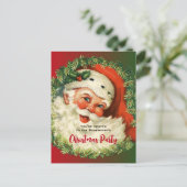 Vintager Weihnachtsmann mit Kiefernwald Weihnachte Postkarte (Stehend Vorderseite)