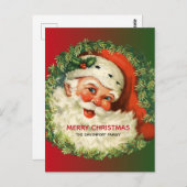 Vintager Weihnachtsmann mit Kiefernwald Weihnachte Postkarte (Vorne/Hinten)