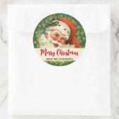 Vintager Weihnachtsmann mit Kiefernwald Weihnachte Runder Aufkleber (Tasche)
