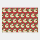 Vintager Weihnachtsmann mit Kiefernwaldmuster Geschenkpapier Set (Vorderseite 2)