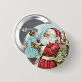 Vintager Weihnachtsmann mit Kind Button (Vorne & Hinten)