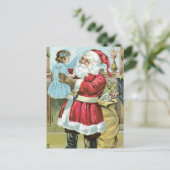 Vintager Weihnachtsmann mit Kind Feiertagspostkarte (Stehend Vorderseite)