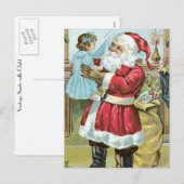 Vintager Weihnachtsmann mit Kind Feiertagspostkarte (Vorne/Hinten)