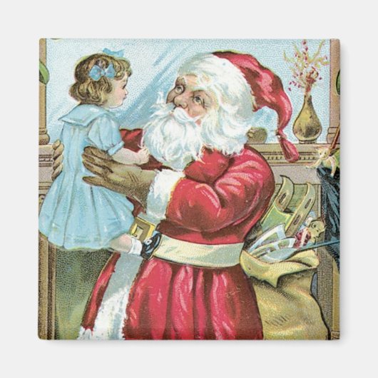 Vintager Weihnachtsmann mit Kind Magnet (Vorne)