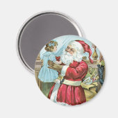 Vintager Weihnachtsmann mit Kind Magnet (Vorderseite/Rückseite)