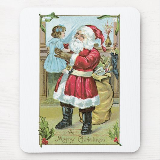 Vintager Weihnachtsmann mit Kind Mousepad (Vorne)