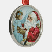 Vintager Weihnachtsmann mit Kind Silbernes Ornament (Rechts)