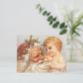Vintager Weihnachtsmann mit Kind - Weihnachten Postkarte (Stehend Vorderseite)