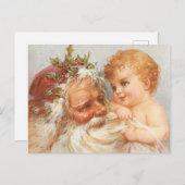 Vintager Weihnachtsmann mit Kind - Weihnachten Postkarte (Vorne/Hinten)