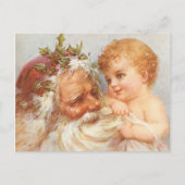 Vintager Weihnachtsmann mit Kind - Weihnachten Postkarte (Vorderseite)