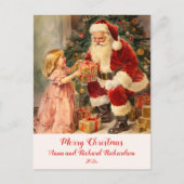 Vintager Weihnachtsmann mit Kind Weihnachtskarte Feiertagspostkarte (Vorderseite)