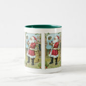 Vintager Weihnachtsmann mit Kind Zweifarbige Tasse (Mittel)