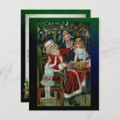 Vintager Weihnachtsmann mit Kindern, Geschenke und Postkarte (Vorne/Hinten)