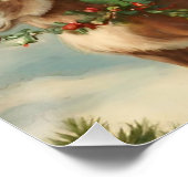 Vintager Weihnachtsmann mit Kindern, Rentieren und Poster (Ecke)