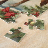 Vintager Weihnachtsmann mit Kindern, Rentieren und Puzzle (Seite)