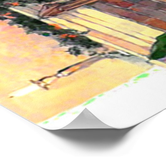 Vintager Weihnachtsmann mit Kinderposter Poster (Ecke)