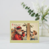 Vintager Weihnachtsmann mit Kindertelefon Postkarte (Stehend Vorderseite)