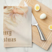 Vintager Weihnachtsmann mit lächelndem Kind Geschirrtuch (Viertel Falte)