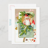 Vintager Weihnachtsmann mit Leckereien und schneeb Postkarte (Vorne/Hinten)
