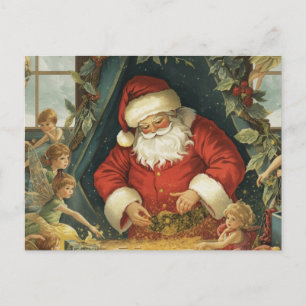 Vintager Weihnachtsmann mit Magic & Fairies Feiertagspostkarte