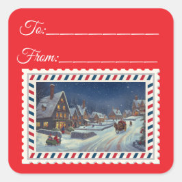 Vintager Weihnachtsmann mit Magie & Fairies Platz  Quadratischer Aufkleber