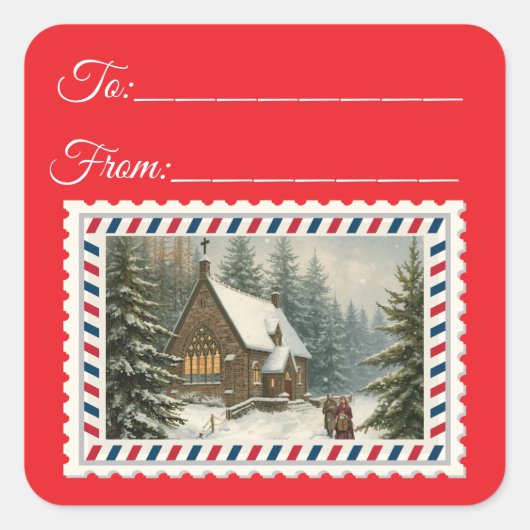 Vintager Weihnachtsmann mit Magie & Fairies Platz Quadratischer Aufkleber (Vorderseite)