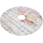 Vintager Weihnachtsmann mit Musiknoten Polyester Weihnachtsbaumdecke (Schrägansicht)