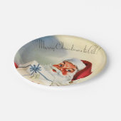 Vintager Weihnachtsmann mit Party der Gegenwart Pappteller (Schrägansicht)