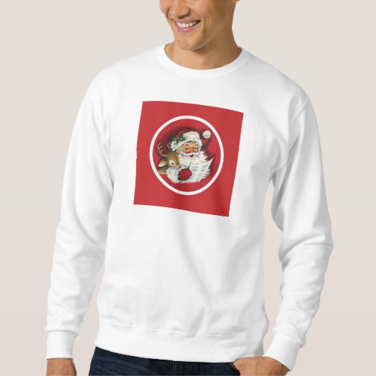 Vintager Weihnachtsmann mit Rentier Sweatshirt (Vorderseite)