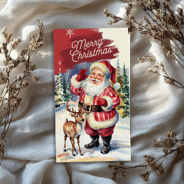 Vintager Weihnachtsmann mit Rentierreis Seidenpapier