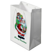 Vintager Weihnachtsmann mit Sack Mittlere Geschenktüte (Vorderseite Schrägansicht)