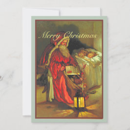 Vintager Weihnachtsmann mit schlafenden Kindern We Karte