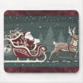 Vintager Weihnachtsmann mit Schlitteldekoration Mousepad (Vorne)