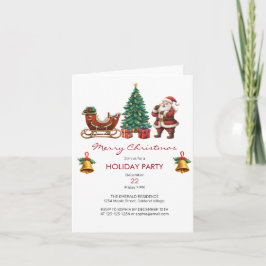 Vintager Weihnachtsmann mit Schlitten & Weihnachte Einladung
