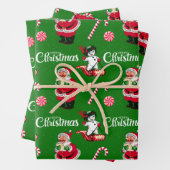 Vintager Weihnachtsmann mit Schnee Geschenkpapier Set (Beispiel)