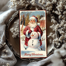 Vintager Weihnachtsmann mit Schneemann Weihnachten Seidenpapier