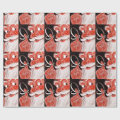 Vintager Weihnachtsmann mit schwarzem Hintergrund Geschenkpapier (Flach)