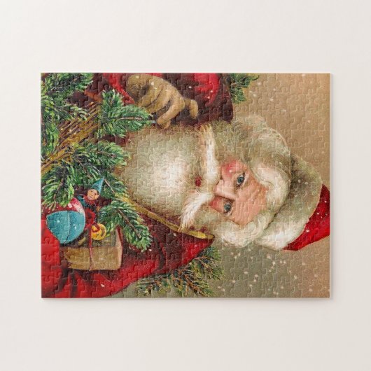 Vintager Weihnachtsmann mit Spielwaren Puzzle (Horizontal)