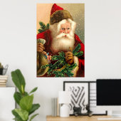 Vintager Weihnachtsmann mit Spielzeug 2 Poster (Heimbüro)