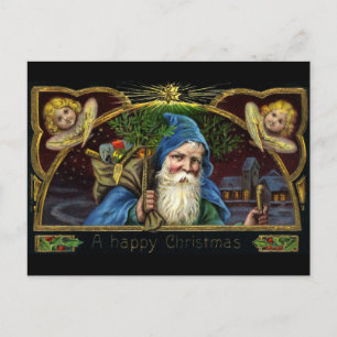Vintager Weihnachtsmann mit Spielzeug 3 Feiertagspostkarte