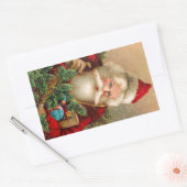 Vintager Weihnachtsmann mit Spielzeug Rechteckiger Aufkleber (Umschlag)