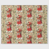 Vintager Weihnachtsmann mit Spielzeug und Weihnach Geschenkpapier (Flach)